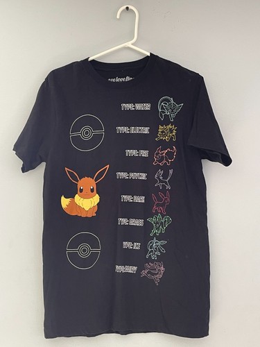 PRE-OWNED WE LOVE FINE BLACK POKEMON EEVEE EVOLUTIONS T-SHIRT MEDIUM