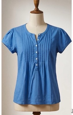 L.O.G.G H&M Women s Blue 100% Cotton Top Size 8 EU 40 