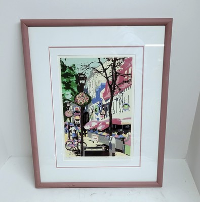 Arthur Aron Rendez Vous Quebec Cafe Street Scene Silkscreen Print Signed 