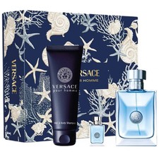 VERSACE POUR HOMME GIFTSET 100ML EDT SPRAY + BATH AND SHOWER GEL 150ML + EDT 5ML