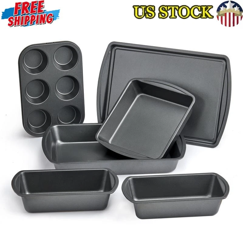 6 Piece Non-Stick Bakeware Set Carbon Steel Easy Clean Bake Essentials New