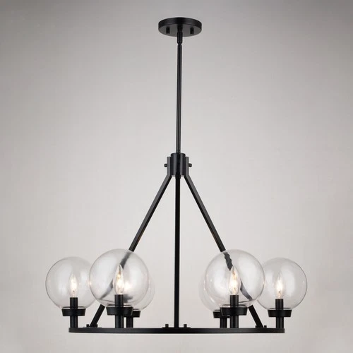 Vaxcel Lighting H0277 Lander 6 Light 28"W Ring Chandelier - Black - Picture 3 of 12