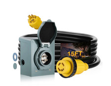Heavy Duty 30A 15FT Generator Extension Cord with Box L14-30P to L14-30R