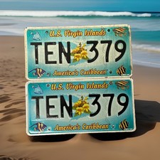 2005 Pair of USVI St Thomas License Plate Tropical Fish Expired - TEN-379