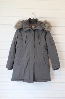 Vince Camuto Women's Gray Down Parka, Winter Coat, Med, Faux Fur Hood
