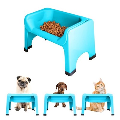 Fluff Trough Elevated Dog Bowl for Food | 5inch Tall Cat & Feeding Teal