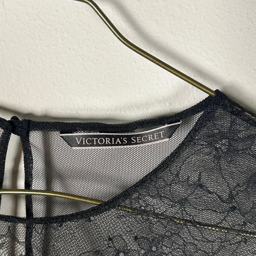 UNDERCOVER Abito donna Victoria's Secret nero maglia trasparente floreale girocollo slip grande