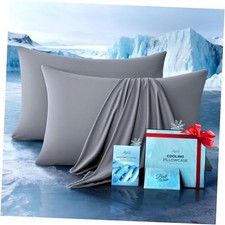 Ultra-Chill Cooling Pillowcase Set of 2 for Hot Sleepers, Standard Light Gray