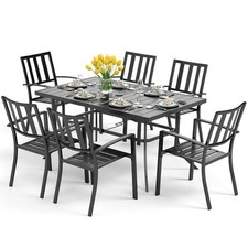 7 PIECE Patio Dining Set Outdoor Metal Table Chair Furniture Set for Garden Yard