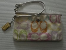 Vintage Y2K Coach Hampton Multi Color Pastel Monogram Signature C Wristlet