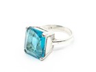 Sterling Silver & Simulated Blue Topaz Costume Cocktail Ring Size 7.75 - As-Is — photo 4