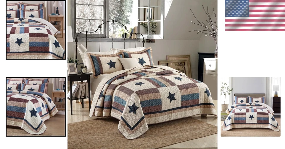 Colcha de retalhos masculina real, tamanho King - Imagem 2 de 4