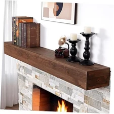  Fireplace Mantel 54 inch - Handcrafted Rustic Solid Wood 54"x8"x5" Darkwalnut