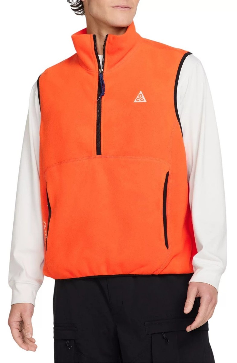 Nike ACG Wolf Tree Polartec Vest Safety Orange Black Men's Size L