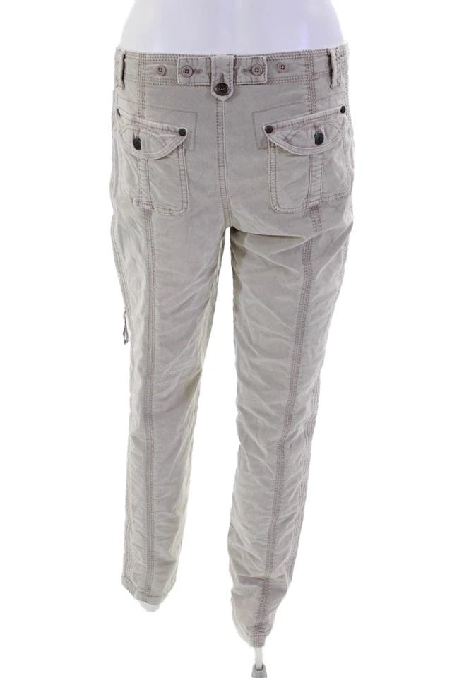 Pantalones de pana Marrakech para mujer tiro medio cremallera pierna ajustada beige algodón talla 27 Foto 3 de 4