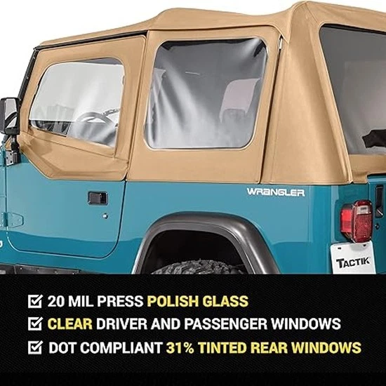 TACTIK Spice Denim Fabric Only Replacement Soft Top Wrangler 88-95 YJ DoorSkin - Image 3 of 4