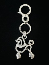 Retired Brighton Crystal Silver Tone Poodle Dog Charm Handbag Fob Keychain