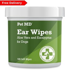 Gentle Dog Ear Cleaner Wipes - 100 Count with Aloe  Eucalyptus for Healthy Ears