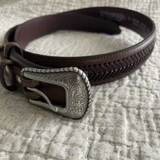 Nocona Western Top Hand Ranger Belt Mens 36 Brown Leather Woven Cowboy N2476802