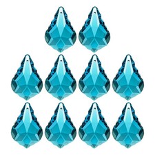 10 Pack K9 Crystal Teardrop Beads 38mm Chandelier Prisms Leaf Blue