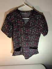 Scrubaid Tapered Fit Cancer Awareness Size Medium Scrub Top