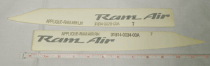 Pair-of-OEM-GM-Pontiac-Firebird-WS6-RAM-AIR-Hood-Decals-in-Dark-Grey-NEW-NOS