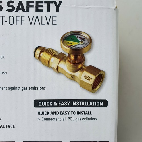 BBQ Buddy Gas Safety ShutOff Valve Leak Prevention Brass Safety Tank with Gauge eBay