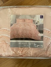 Lush Decor Kemmy Quilt - Ruffled Textured 3 Piece Full Queen Bedding Set Blush