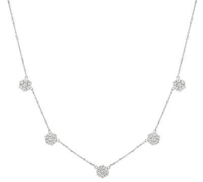 1,04 Karat natürlicher Diamant Cluster Blume Halskette G SI 14K Weißgold