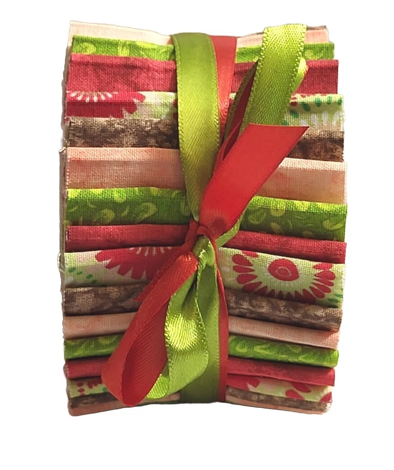 Tiras de rollo de gelatina tela de acolchado 20 ~ 2,5" melocotón verde lima rojo marrón algodón coser Foto 2 de 4