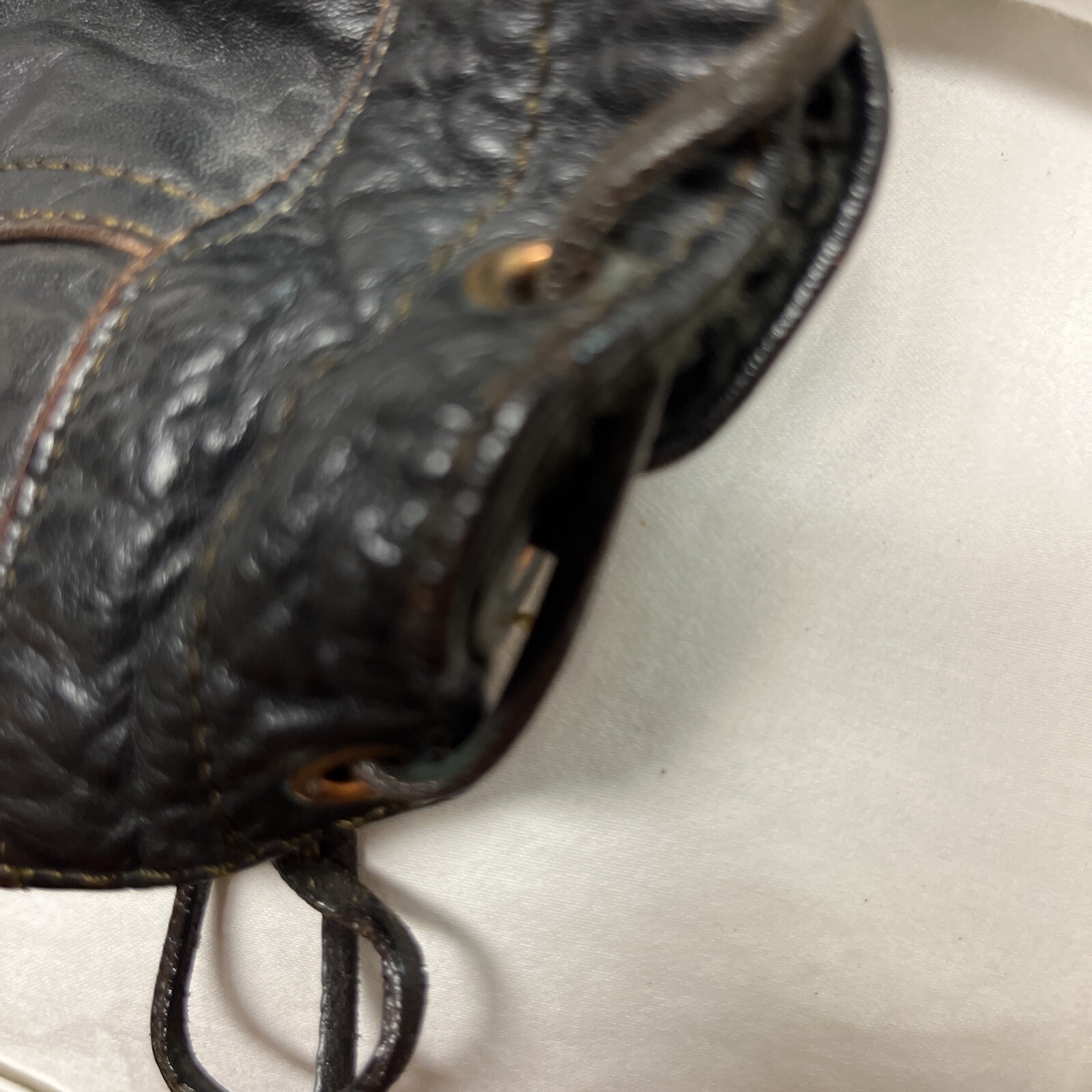 Motorcycle Leather Vest USA Bikers Dream Apparel Embossed Sz 54 *Small Hole