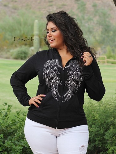 New PLUS SIZE Womens BLACK CRYSTAL 