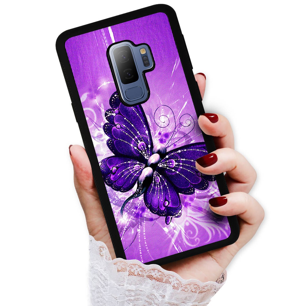 For Samsung S9 Plus S9+ Back Case Cover H23063 Purple Butterfly