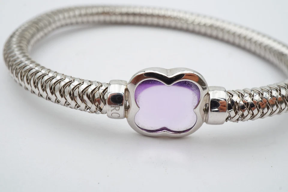 Roberto Coin 18k белое золото аметист эластичный браслет регулируемая сетка 7» - Изображение 2 из 4