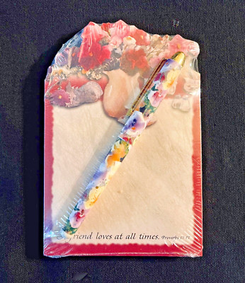 Vintage Judy Buswell Watercolors Floral NOTEPAD & PANSY PEN