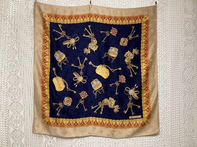 Foulard Vintage Enrico Coveri En Soie - Motif Floral Multicolore - Occasion