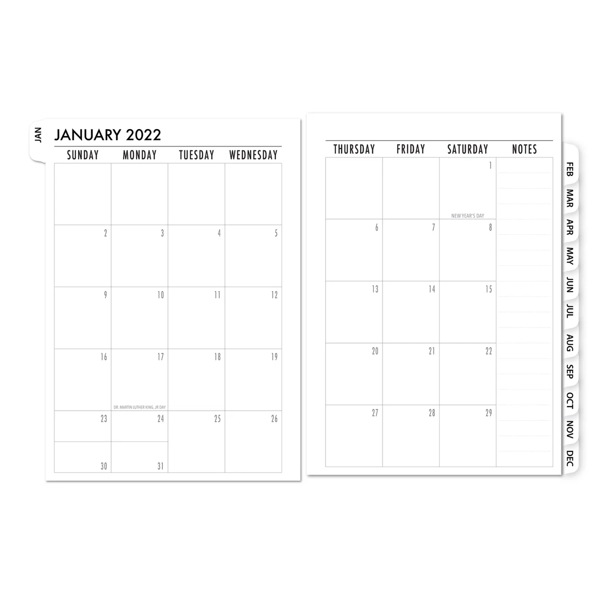 2024 FITS Montblanc Small 6 Ring Organizer Tabbed Calendar Monthly 6 Ring  Agenda