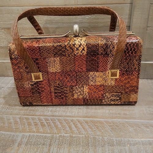 Vintage Mar-Shel Womens Handbag 1950's Snakeskin Patchwork Purse St Louis MO USA