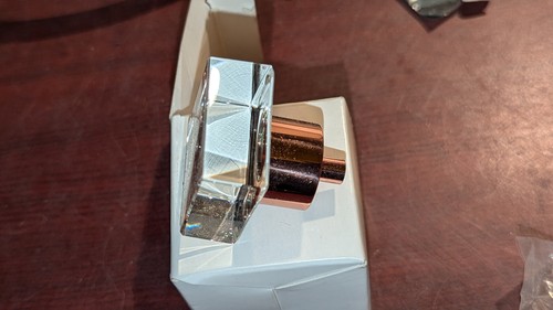 Schaub City Lights 1 1/4 inch Square Glass Knob in Polished Rose Gold - Picture 4 of 4
