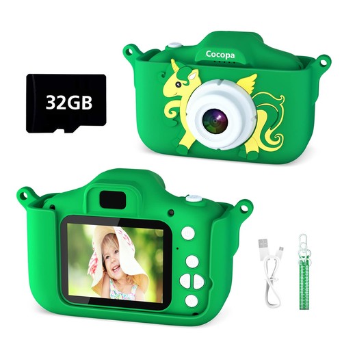 Cocopa Kinderkamera Digitalkamera für 3-12 Jahre alte Mädchen, 1080P HD Video (grün)
