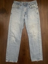 Vintage Levis 505 USA Made Regular Straight Light Wash Indigo Denim Jeans sz 34