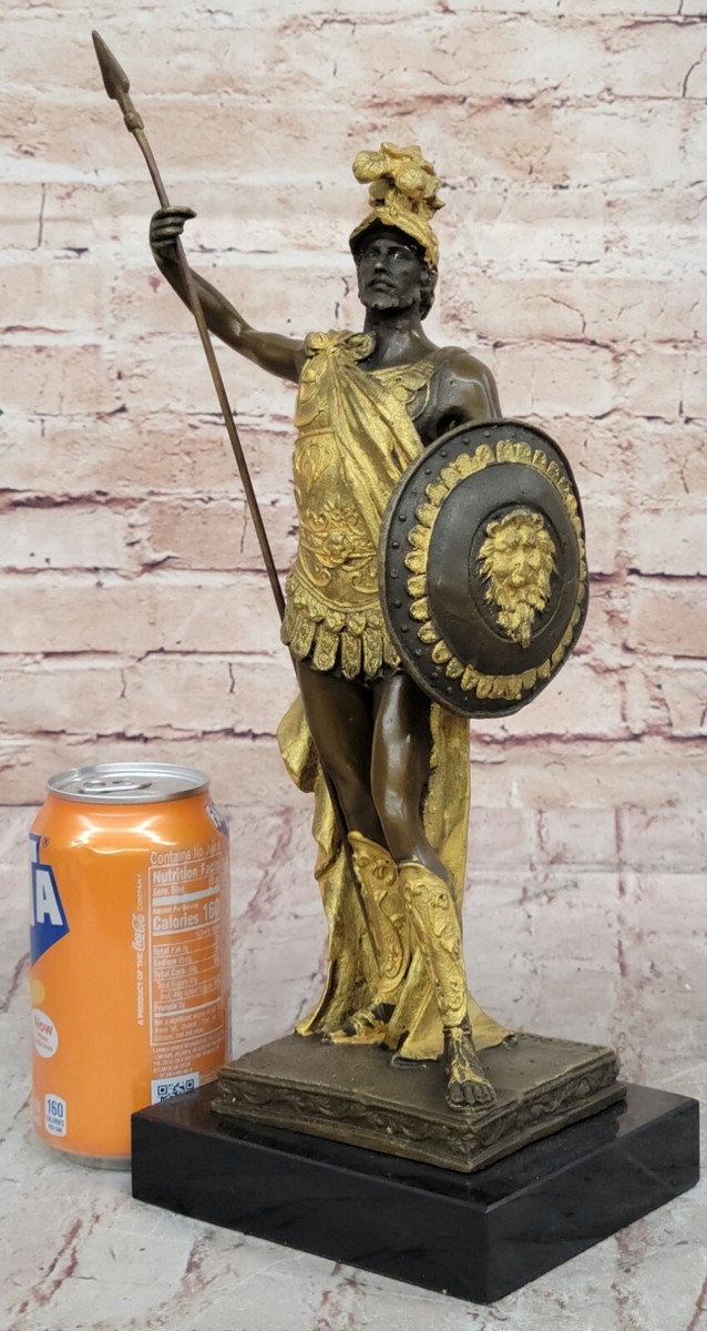 Gladiator Roman Warrior Soldier Spear Shield Military Art Bronze