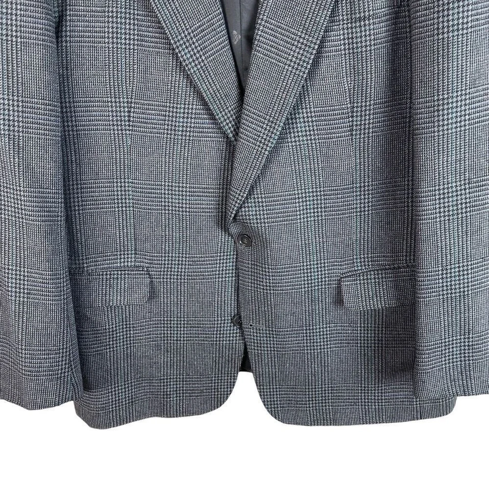 Vintage Pierre Balmain Silk Wool Blazer Jacket Mens 46L Gray Check 2 Button - Image 4 of 4