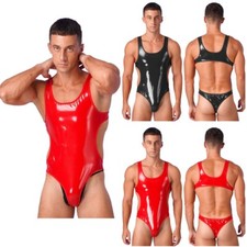Leotard One Piece Men Bodysuits Babydoll Jumpsuit Party Catsuit Shiny Rompers
