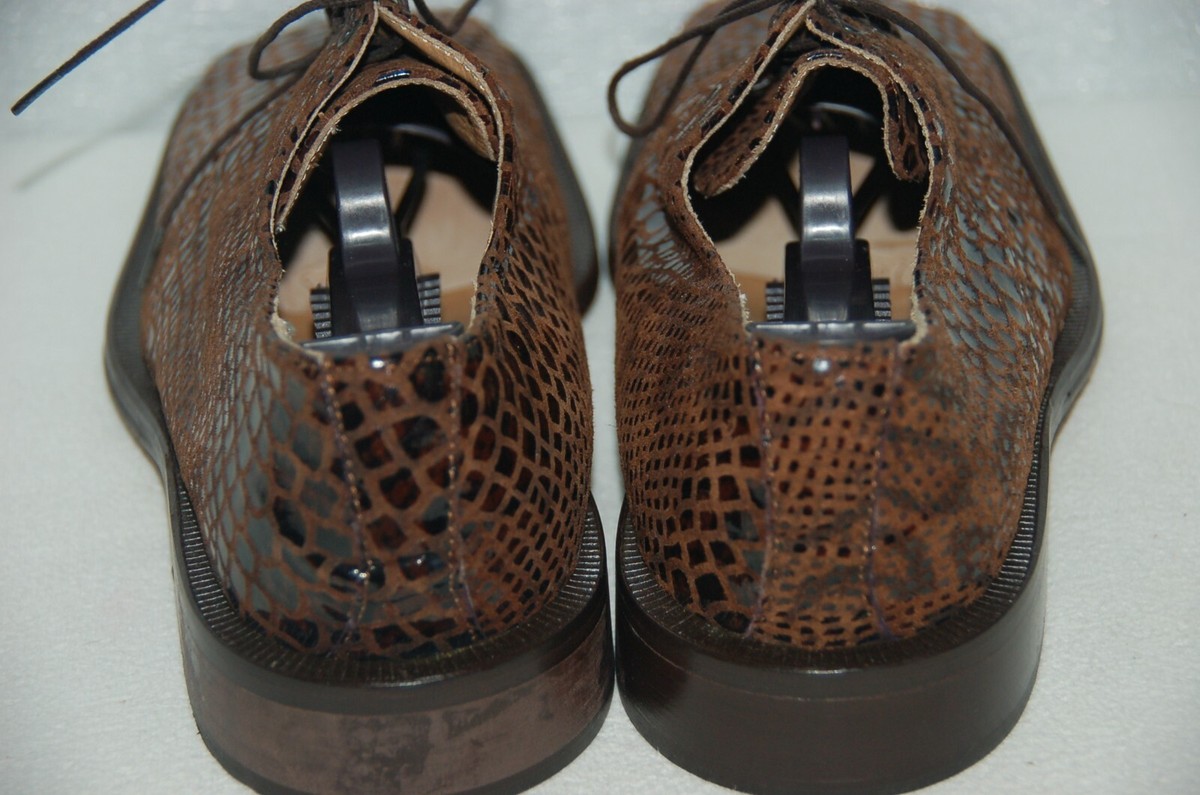 Men Dress Shoes Leather Brown Snake Print Emilio Franco Sz 8 