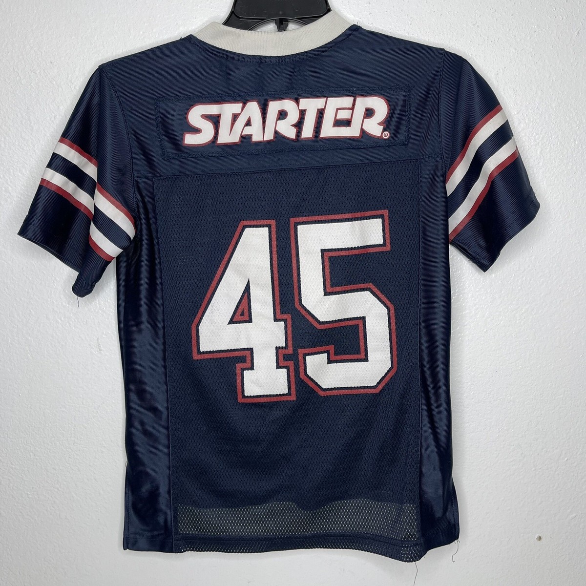 VINTAGE STARTER FOOTBALL JERSEY BOYS Large DOUBLE SIDED #45 NAVY