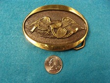PATRIOTIC OLD VTG MEN'S 1978 BRASS BELT BUCKLE "AMERICAN EAGLE" UNITED WE STAND