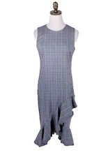 Calvin Klein Sleeveless Midi Career Dress Size 10 Black White Plaid Ruffles