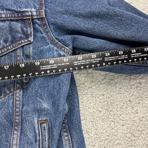Levis Mens Blue Denim Trucker Jacket Sherpa Lined Button Up Size M - Picture 5 of 6