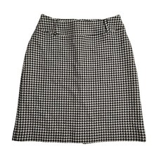 Black and White Houndstooth Pencil Skirt Charter Club Wool Blend Size 4